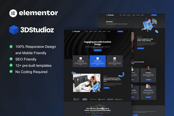 3dstudioz – 3D Design and Animation Studio Elementor Template Kit