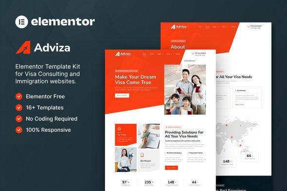 Adviza – Immigration and Visa Consulting Elementor Template Kit