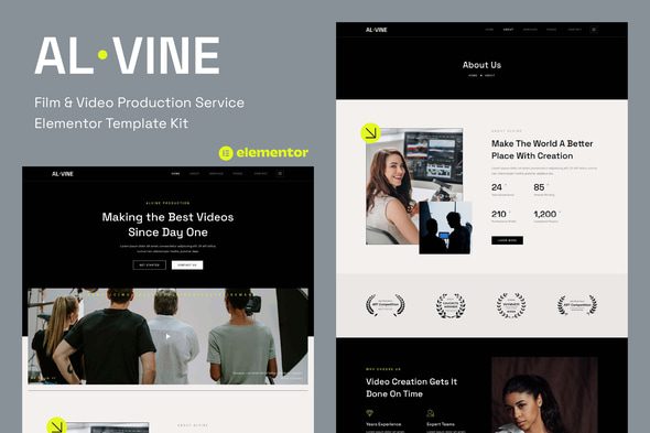 Alvine – Film and Video Production Service Elementor Template Kit