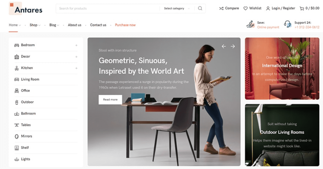 Antares – Furniture WordPress Theme for WooCommerce