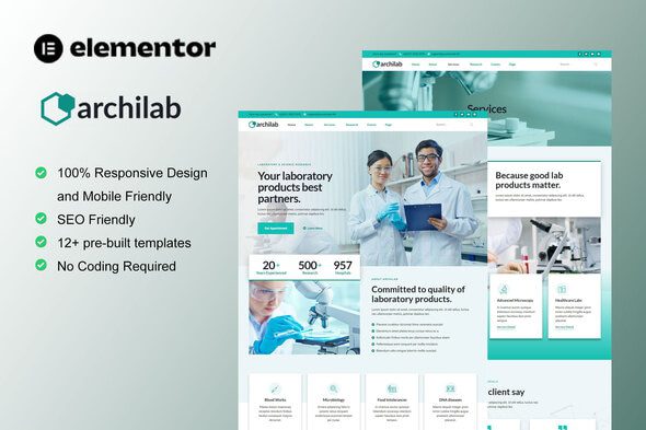 ArchiLab – Research & Laboratory Elementor Template Kit
