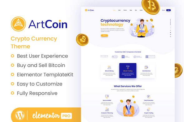 ArtCoin | Bitcoin and Cryptocurrency Elementor Template Kit