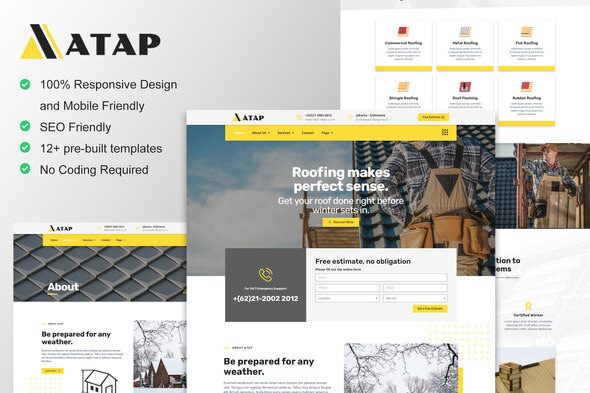 Atap – Roofing Service and Construction Elementor Template Kit