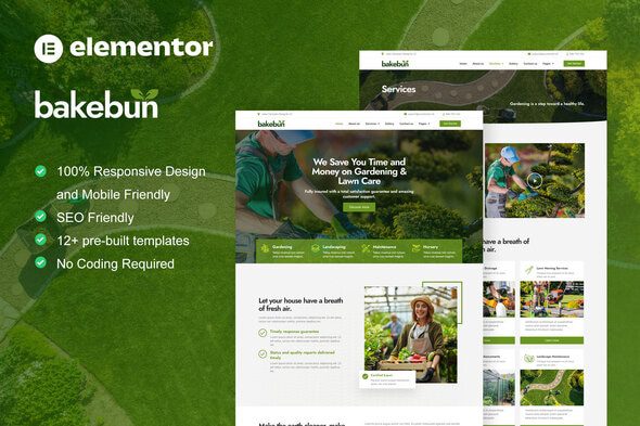 Bakebun – Landscape and Gardening Elementor Template Kit