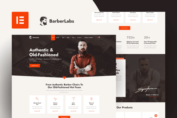 BarberLabs – Barber Shop Elementor Template Kit