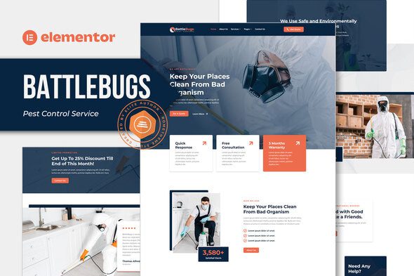 BattleBugs – Pest Control Service Elementor Template Kit