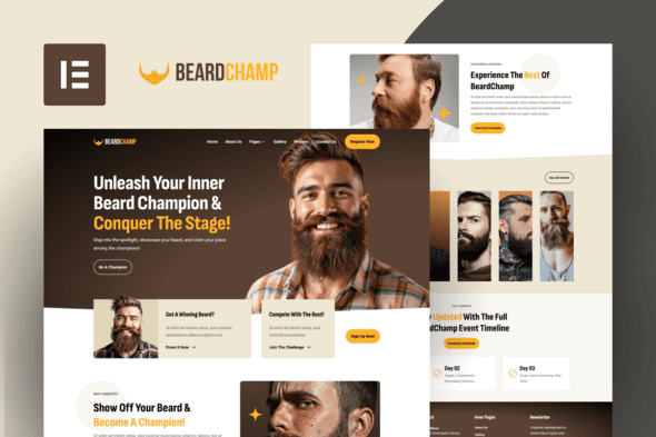 BeardChamp – Beard and Mustache Competition Elementor Template Kit