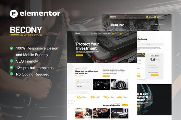 Becony – Car Detailing Services and Car Repair Elementor Template Kit