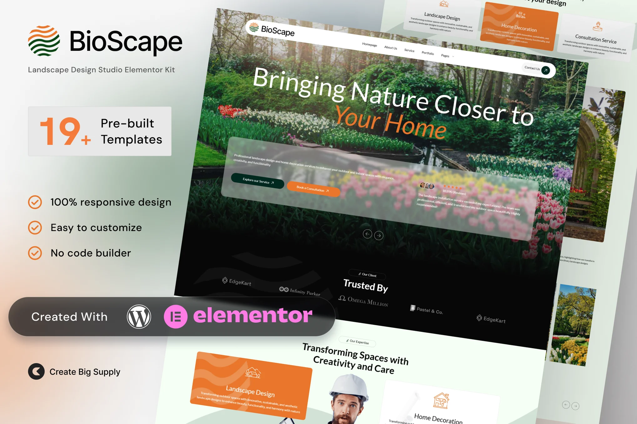 BioScape – Landscape Design and Home Decoration Elementor Template Kit