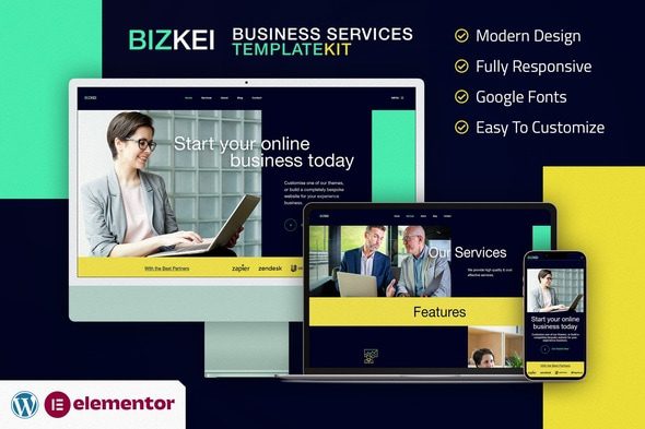 Bizkei – Business and Services Elementor Template Kit