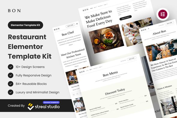 Bon – Restaurant Elementor Template Kit