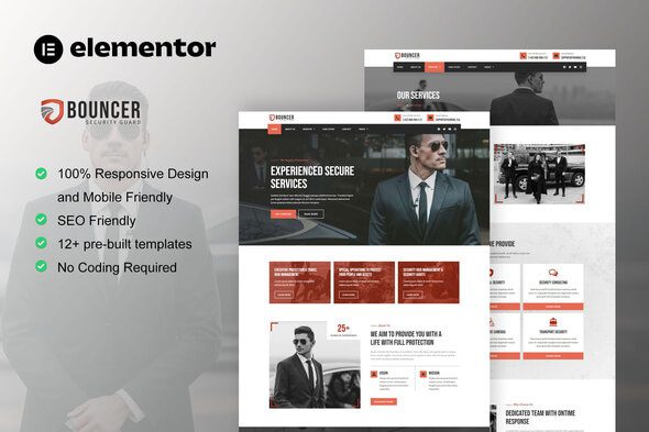Bouncer – Bodyguard and Security Agency Elementor Template Kit