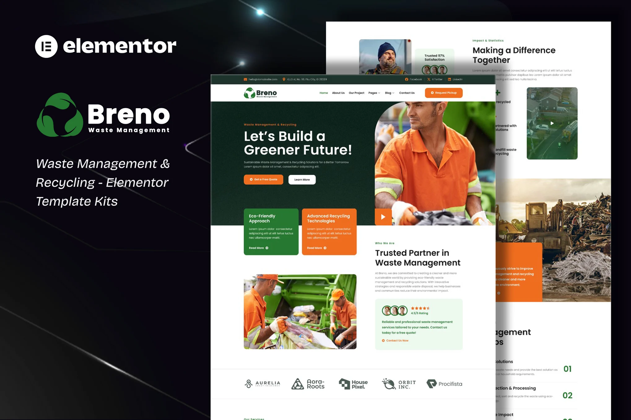 Breno – Waste Management and Recycling Elementor Template Kits