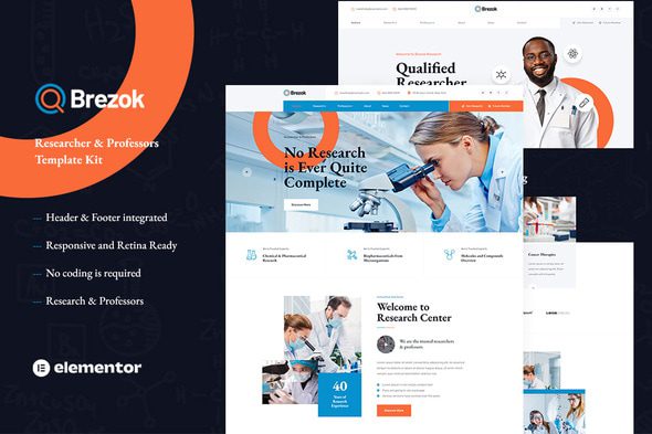 Brezok – Academic Research & STEM Elementor Template Kit