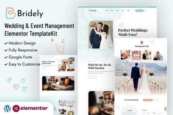 Bridely – Wedding and Event Management Elementor Template Kit
