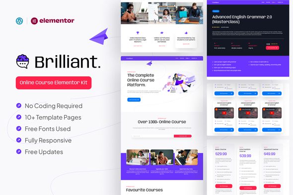 Brilliant – Online Course Elementor Pro Template Kit