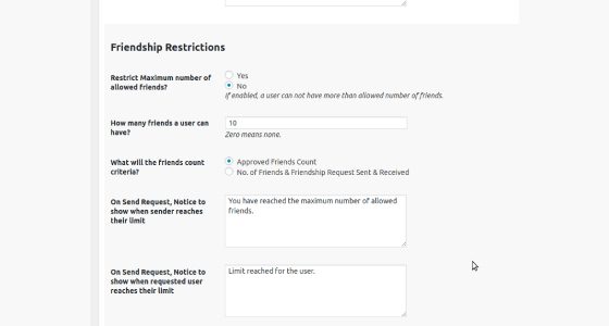 BuddyPress Friendship Restrictions