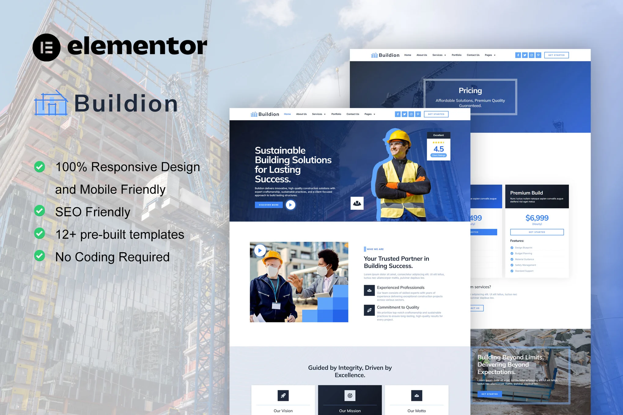 Buildion – Construction and Building Service Elementor Pro Template Kit