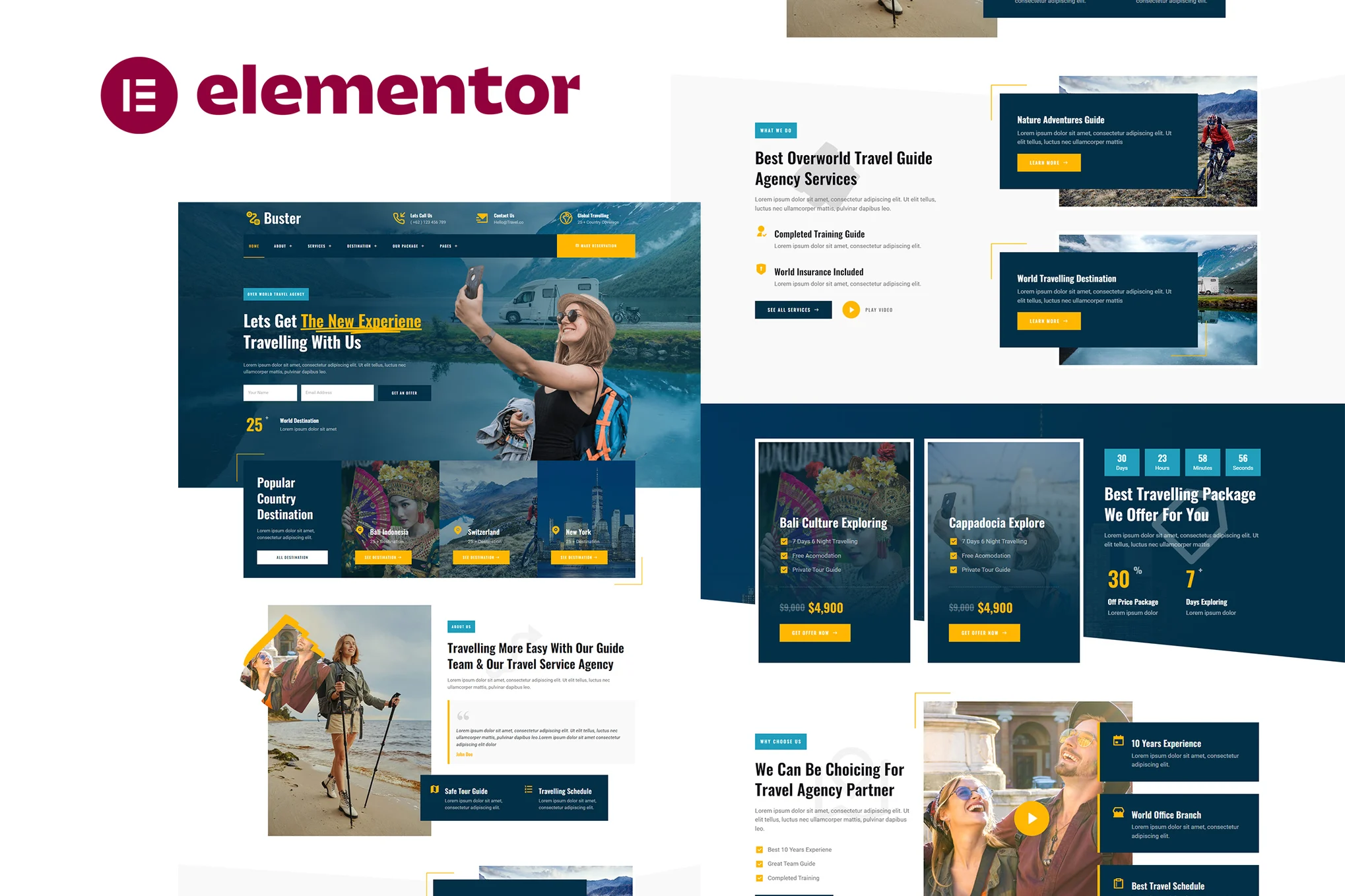 Buster – Tour Guide and Travel Agency Elementor Pro Template Kit
