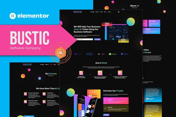 Bustic – Tech and Software Company Elementor Template kit