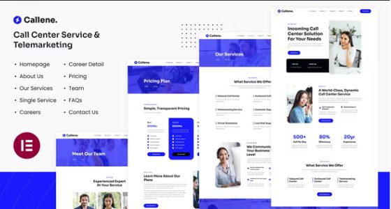 Callene – Call Center Service and Telemarketing Elementor Template Kit