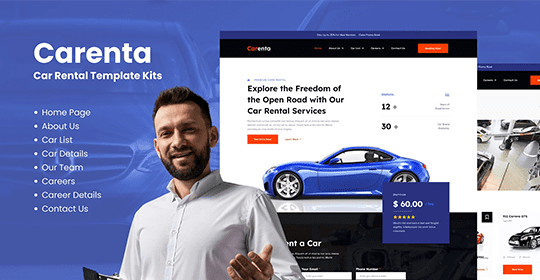Carenta – Car Rental Business Elementor Template Kits