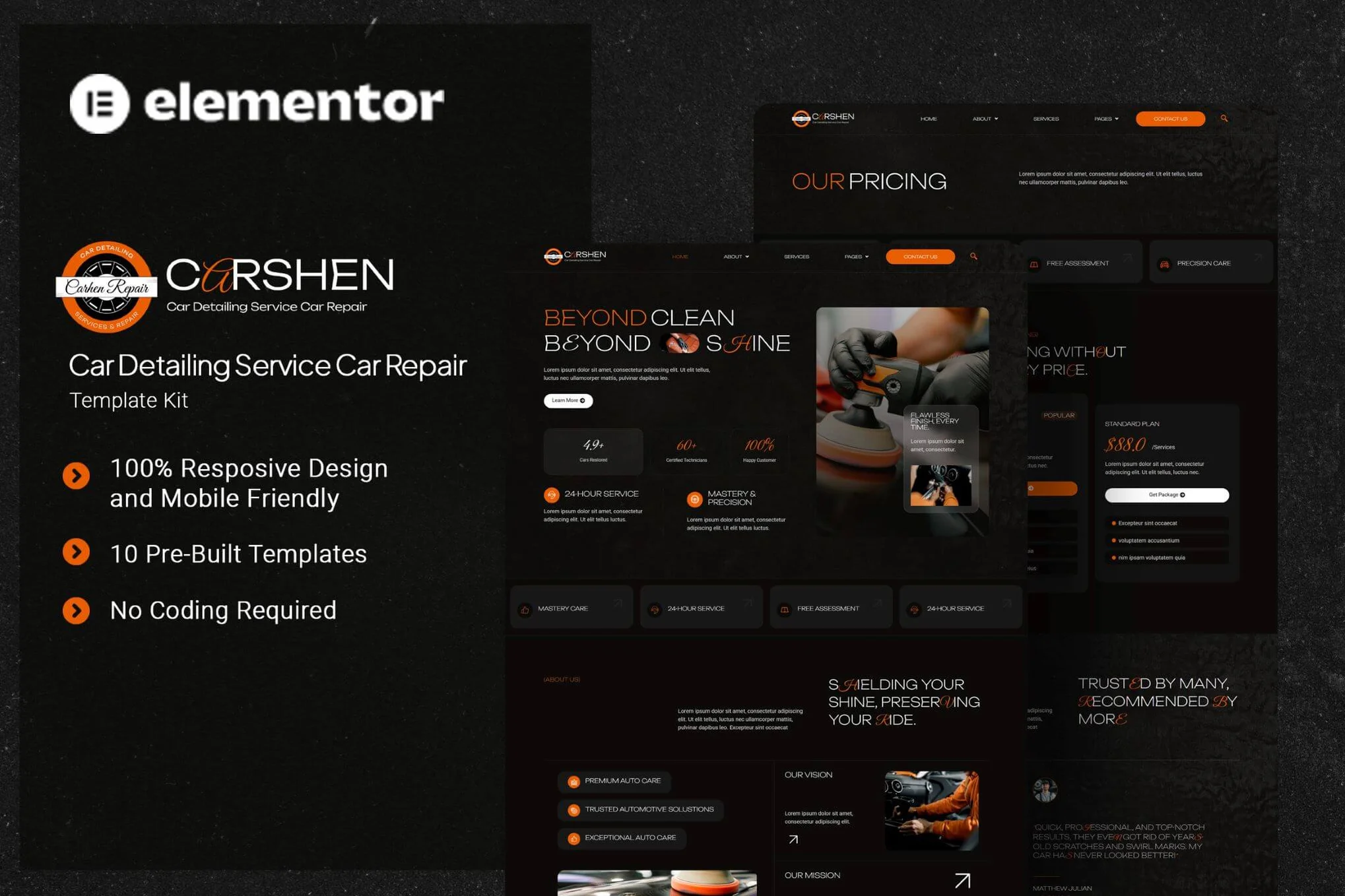 Carshen – Car Detailing Service Car Repair Elementor Template Kit