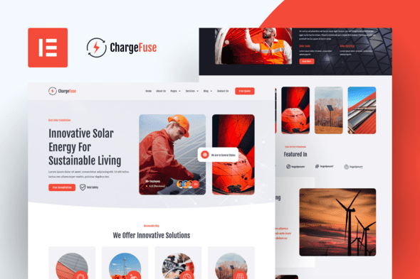 ChargeFuse – Solar Panel Installation and Maintenance Elementor Template Kit