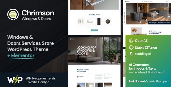 Chrimson | Windows and Doors Installation Services Store WordPress Theme + AI
