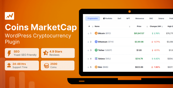 Coins MarketCap – WordPress Cryptocurrency Plugin
