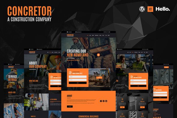 Concretor – Real Estate Construction Elementor Template Kit