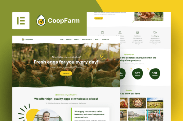 CoopFarm – Poultry Farm Elementor Pro Template Kit