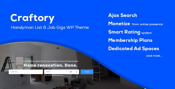 Craftory – Craftsmen Directory Listing & Job Board WordPress Theme