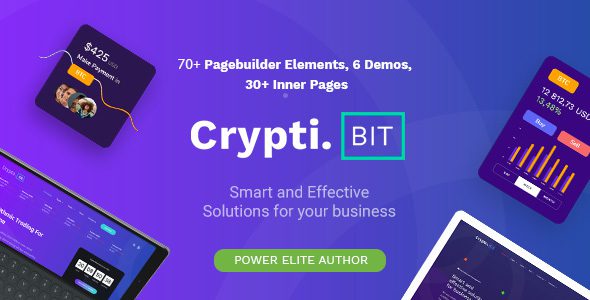 CryptiBIT – Technology, Cryptocurrency, ICO/IEO Landing Page WordPress Theme