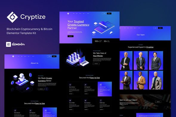 Cryptize – Blockchain Cryptocurrency and Bitcoin Elementor Template Kit