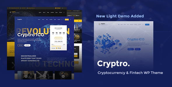 Cryptro – Cryptocurrency, Blockchain , Bitcoin & Financial Technology WordPress Theme