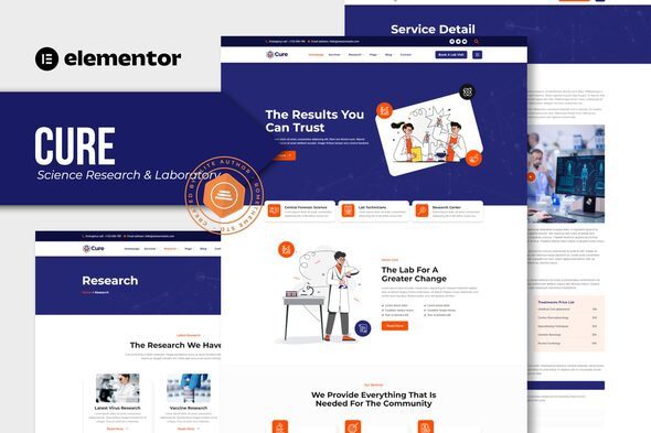 Cure – Science Research and Laboratory Elementor Template Kit