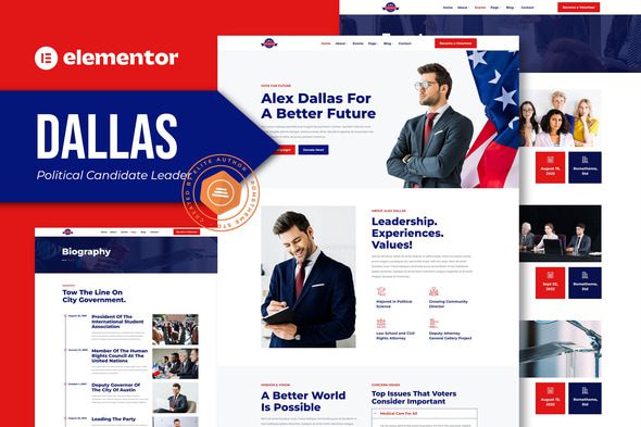 Dallas – Political Candidate Leader Elementor Teamplate Kit