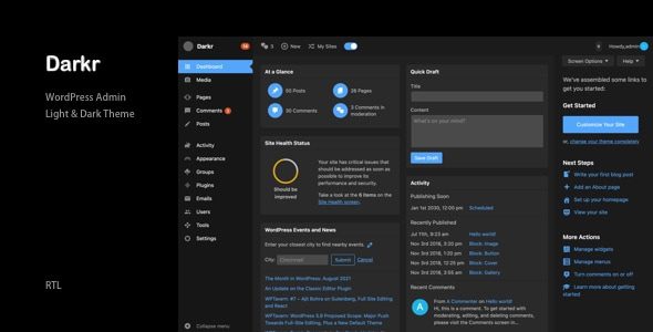 Darkr – WordPress Admin Light and Dark Theme