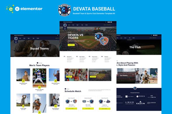 Devata – Baseball Team and Sports Club Elementor Template Kit