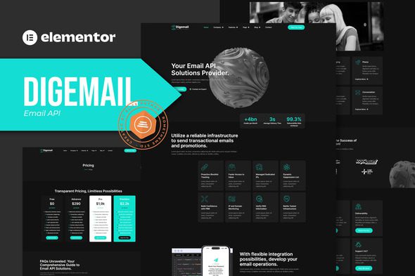 Digemail – Email API Solutions and Services Elementor Pro Template Kit