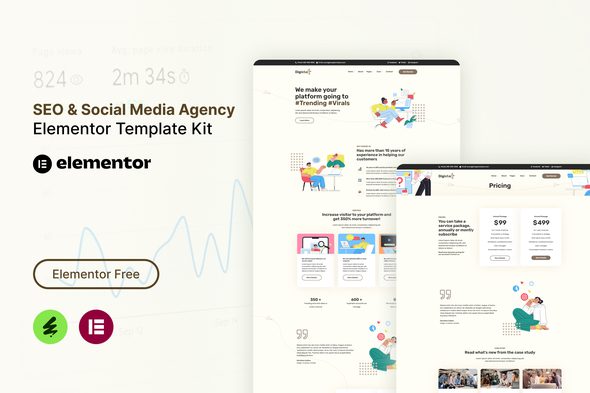 Digistar – SEO and Social Media Agency Elementor Templat Kit