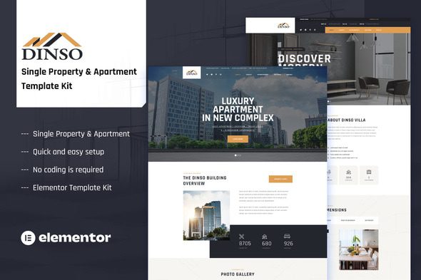 Dinso – Single Property and Apartment Elementor Template Kit