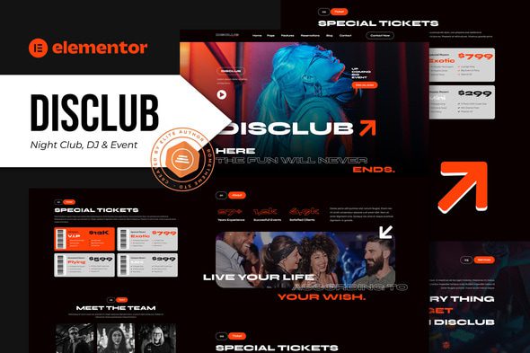 Disclub – Night Club DJ and Events Elementor Pro Template Kit