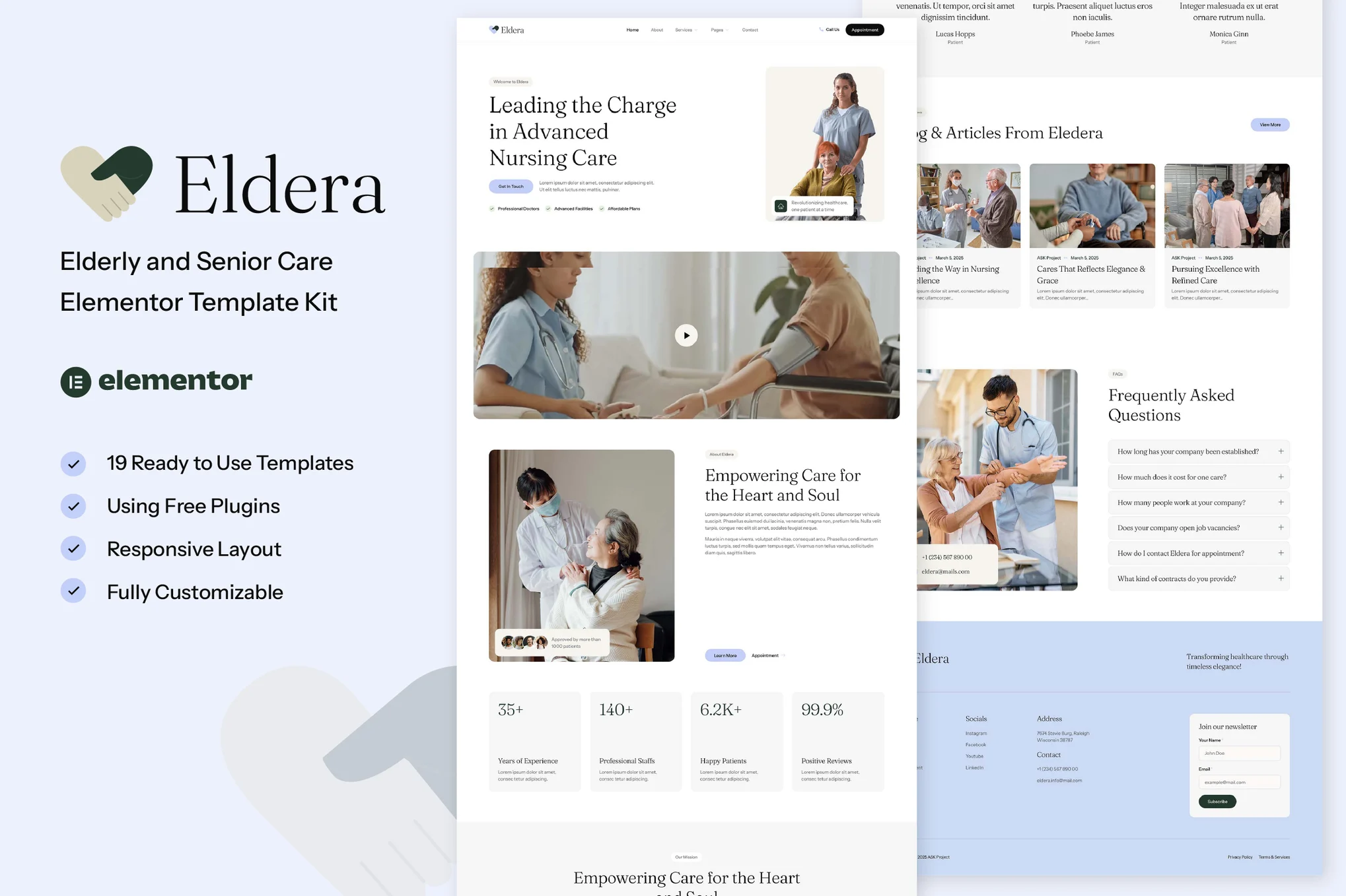 Eldera – Elderly and Senior Care Elementor Template Kit