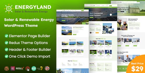 Energyland – Solar and Renewable Energy WordPress Theme