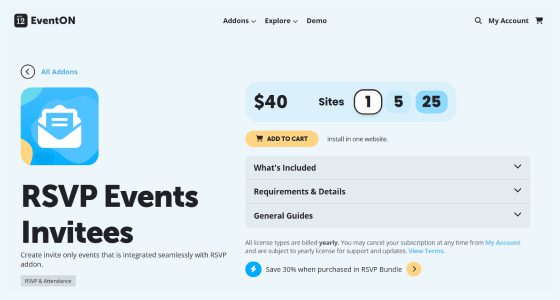 EventOn RSVP Events Invitees Add-on