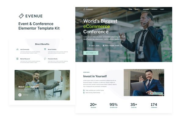 Evenue – Event and Conference Elementor Template Kit