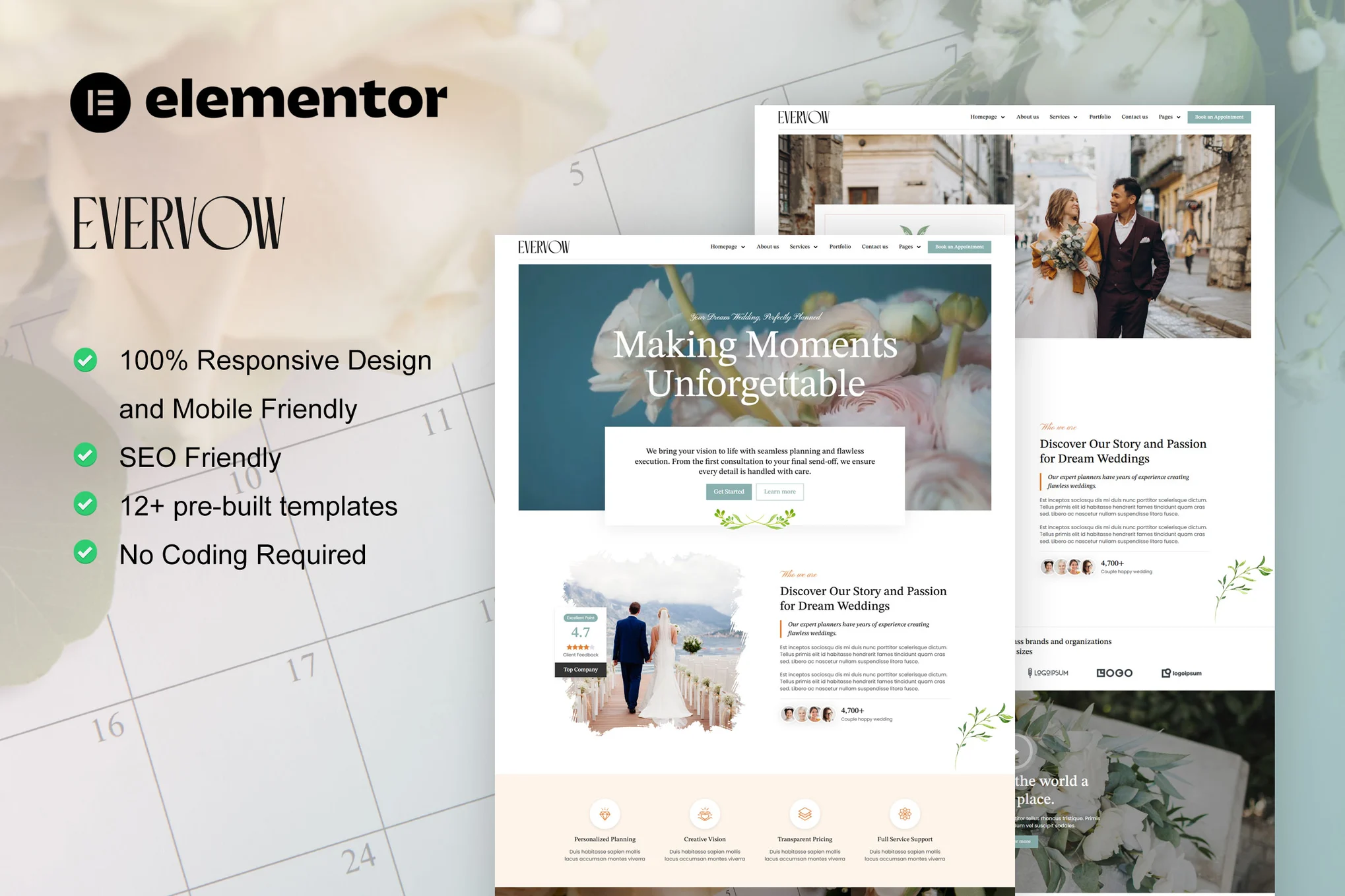 EverVow – Wedding and Event Planner Elementor Pro Template Kit