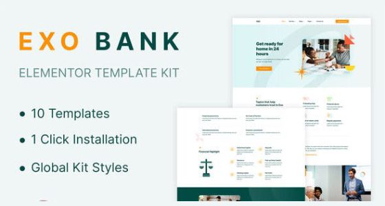 Exobank – Financial Elementor Template Kit Download
